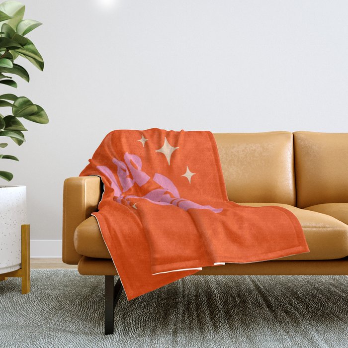Yee Haw - Pink on Orange Throw Blanket Gallery Image 1