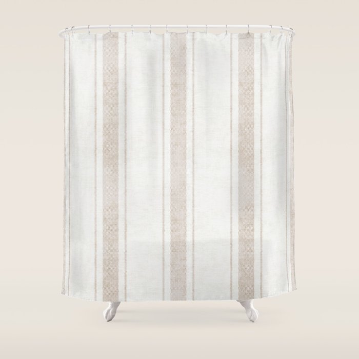 AEGEAN BOLD TICKING STRIPE JUTE Shower Curtain Gallery Image 1