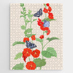 Hollyhock and Butterflies Jigsaw Puzzle Gallery Image 1