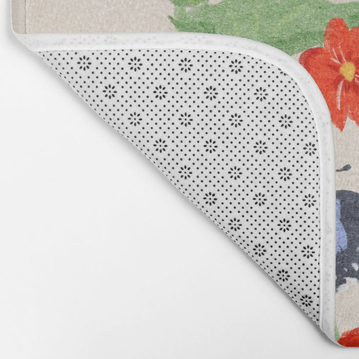 Hollyhock and Butterflies Bath Mat Gallery Image 2