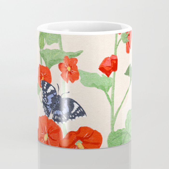 Hollyhock and Butterflies Coffee Mug Gallery Image 4