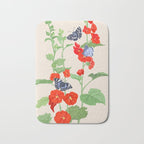 Hollyhock and Butterflies Bath Mat Gallery Image 1