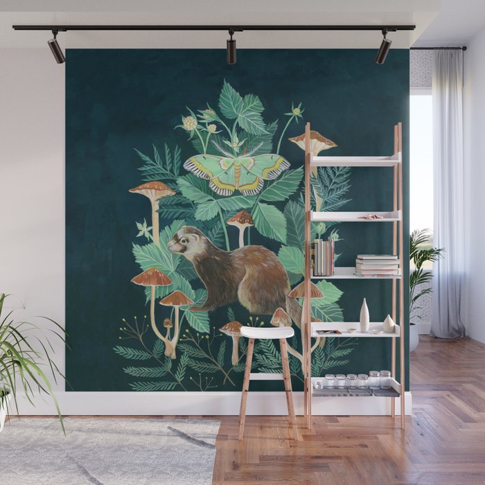 Ferret and Moth Wall Mural Gallery Image 1