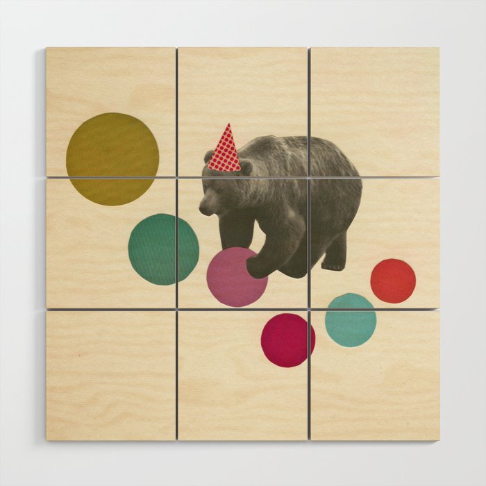 Birthday Bear Wood Wall Art Gallery Image 1