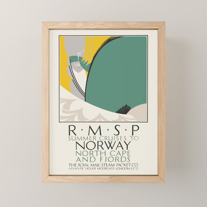 Summer Cruises to Norway - Vintage travel poster, 1930 Mini Art Print Gallery Image 1