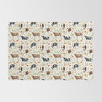 Cows with Pink and Yellow Flowers on Cream, Cow Illustration, Floral Rug Gallery Image 2