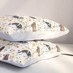 Cows with Pink and Yellow Flowers on Cream, Cow Illustration, Floral Pillow Sham Gallery Image 3