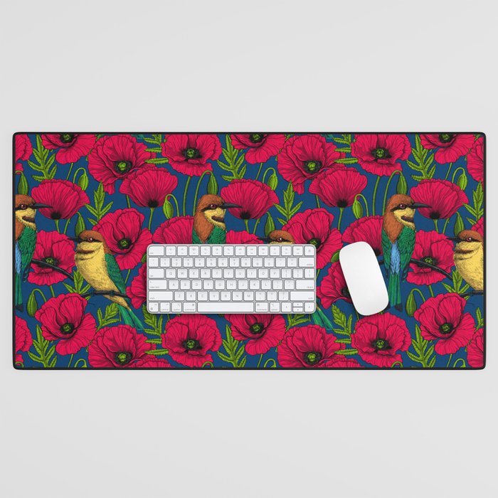 Bee eaters and poppies  Desk Mat Gallery Image 1