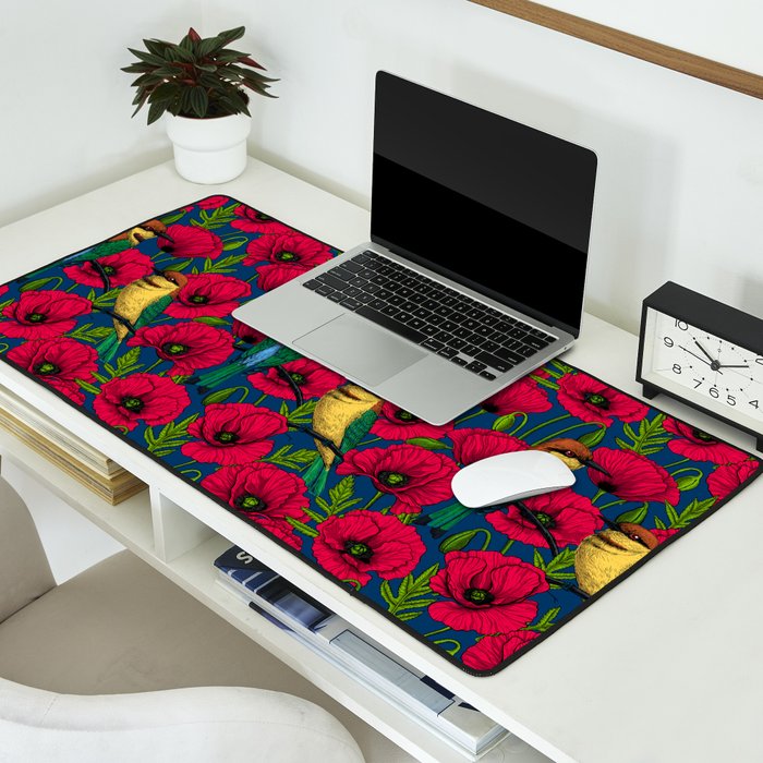 Bee eaters and poppies  Desk Mat Gallery Image 2