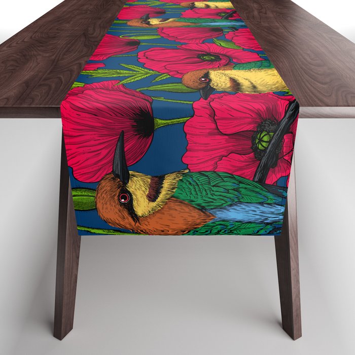 Bee eaters and poppies  Table Runner Gallery Image 1