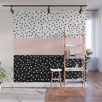 Pink white black watercolor polka dots Wall Mural Gallery Image 1