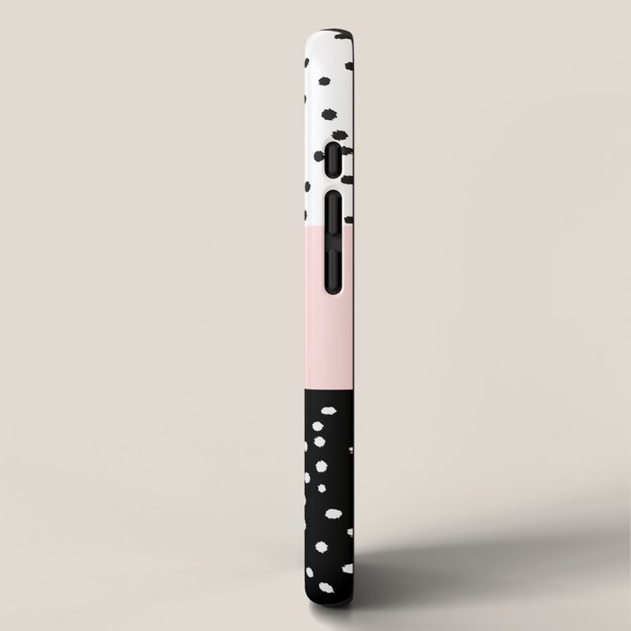 Pink white black watercolor polka dots iPhone Case Gallery Image 2