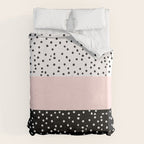 Pink white black watercolor polka dots Duvet Cover Gallery Image 6