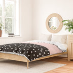 Pink white black watercolor polka dots Duvet Cover Gallery Image 2
