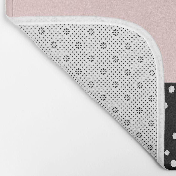 Pink white black watercolor polka dots Bath Mat Gallery Image 2
