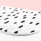 Pink white black watercolor polka dots Bath Mat Gallery Image 3