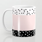 Pink white black watercolor polka dots Coffee Mug Gallery Image 3