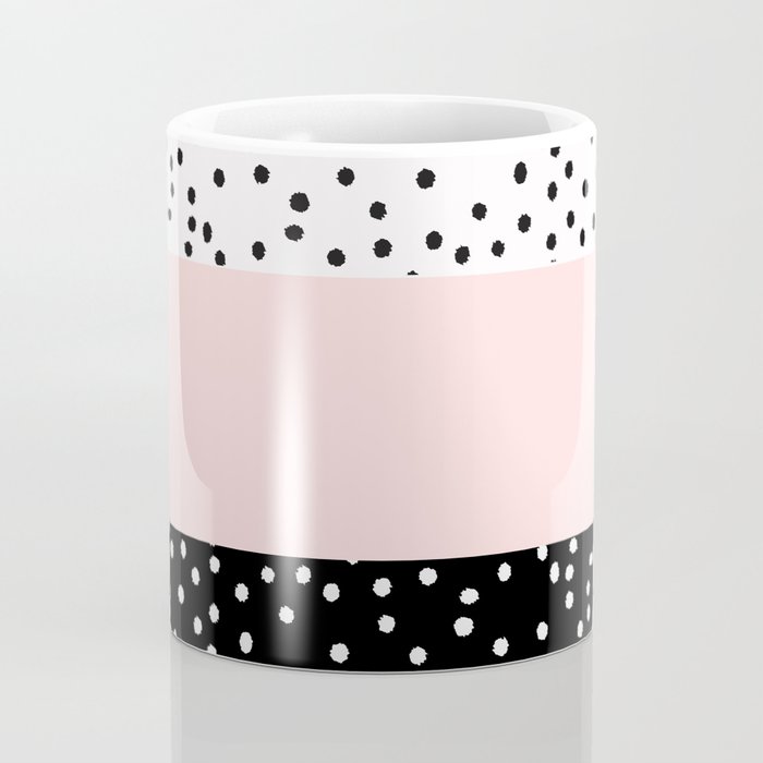 Pink white black watercolor polka dots Coffee Mug Gallery Image 4