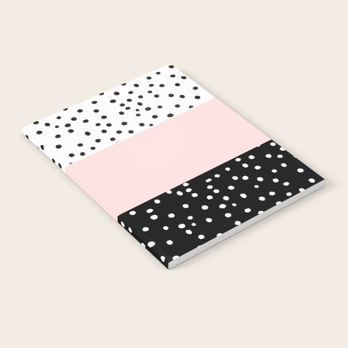 Pink white black watercolor polka dots Notebook Gallery Image 1