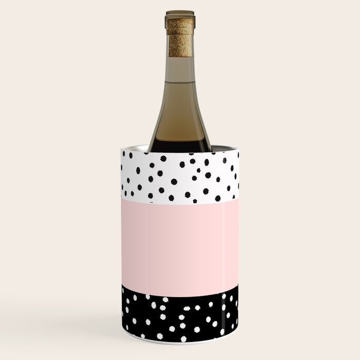 Pink white black watercolor polka dots Wine Chiller Gallery Image 3
