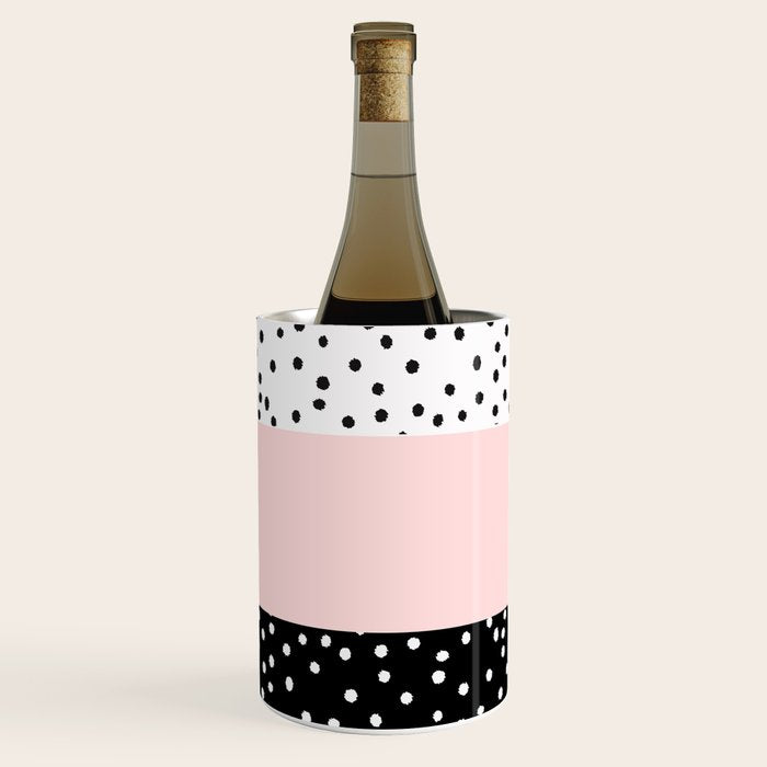 Pink white black watercolor polka dots Wine Chiller Gallery Image 1