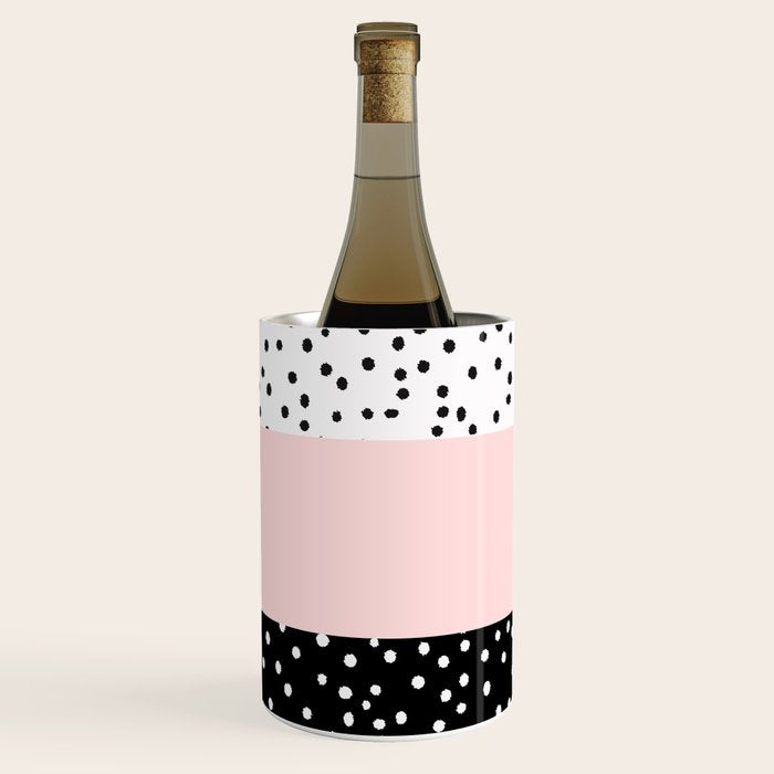Pink white black watercolor polka dots Wine Chiller Gallery Image 2