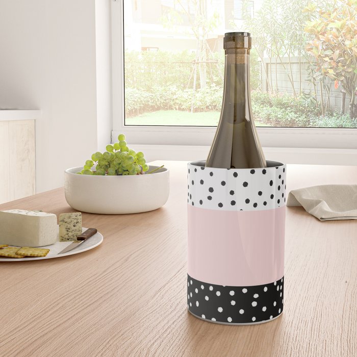 Pink white black watercolor polka dots Wine Chiller Gallery Image 4
