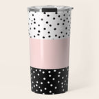 Pink white black watercolor polka dots Travel Mug Gallery Image 1