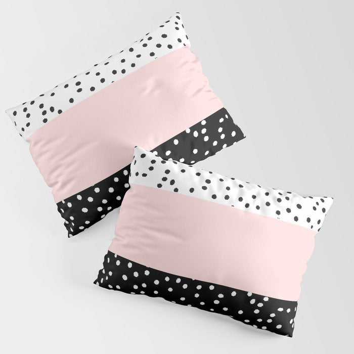 Pink white black watercolor polka dots Pillow Sham Gallery Image 3