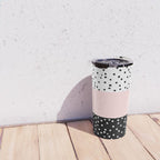 Pink white black watercolor polka dots Travel Mug Gallery Image 4
