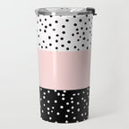 Pink white black watercolor polka dots Travel Mug Gallery Image 2