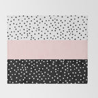 Pink white black watercolor polka dots Throw Blanket Gallery Image 2