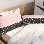 Pink white black watercolor polka dots Pillow Sham Gallery Image 2