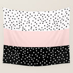 Pink white black watercolor polka dots Wall Tapestry Gallery Image 4