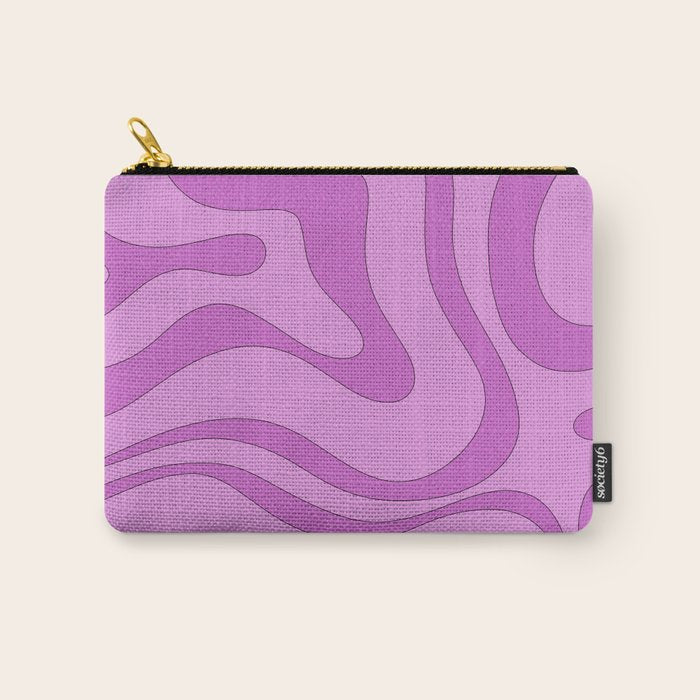 Modern Retro Liquid Swirl Funky Abstract Pattern in Danish Pastel Purple Carry All Pouch Gallery Image 1