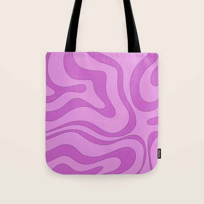 Modern Retro Liquid Swirl Funky Abstract Pattern in Danish Pastel Purple Tote Bag Gallery Image 1
