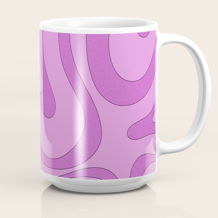 Modern Retro Liquid Swirl Funky Abstract Pattern in Danish Pastel Purple Coffee Mug Gallery Image 2
