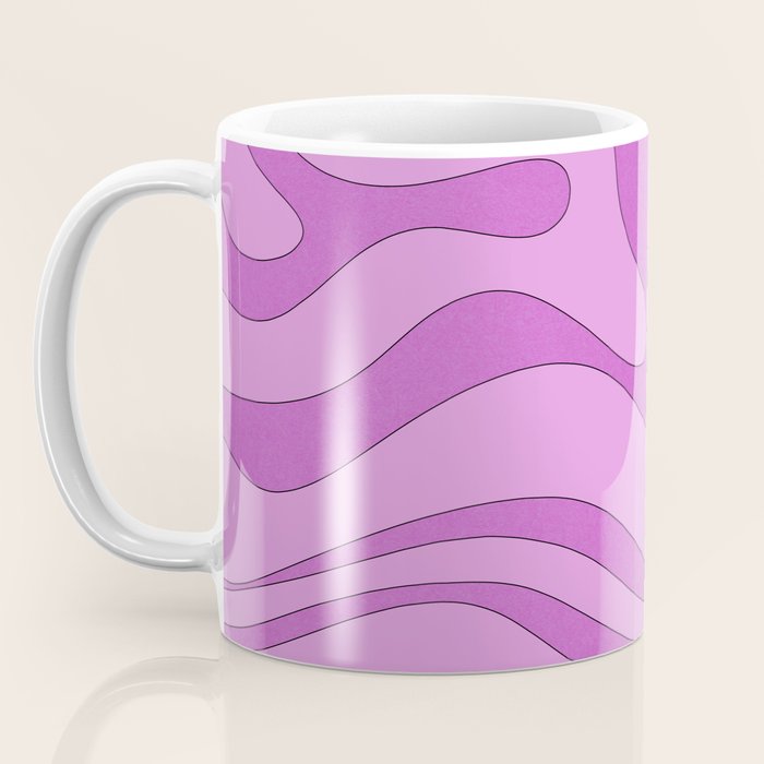 Modern Retro Liquid Swirl Funky Abstract Pattern in Danish Pastel Purple Coffee Mug Gallery Image 3