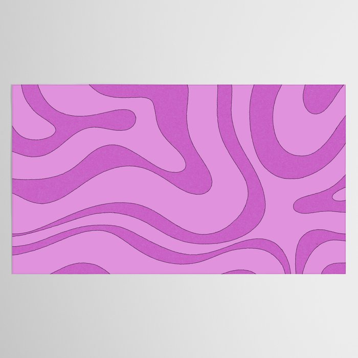 Modern Retro Liquid Swirl Funky Abstract Pattern in Danish Pastel Purple Tablecloth Gallery Image 2