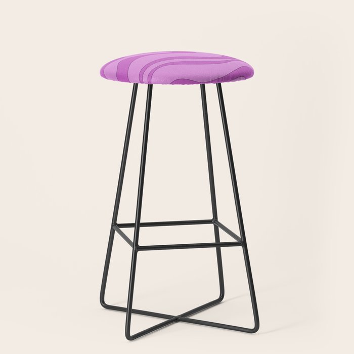 Modern Retro Liquid Swirl Funky Abstract Pattern in Danish Pastel Purple Stool Gallery Image 1