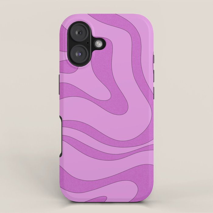 Modern Retro Liquid Swirl Funky Abstract Pattern in Danish Pastel Purple iPhone Case Gallery Image 1