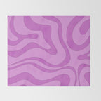 Modern Retro Liquid Swirl Funky Abstract Pattern in Danish Pastel Purple Throw Blanket Gallery Image 2