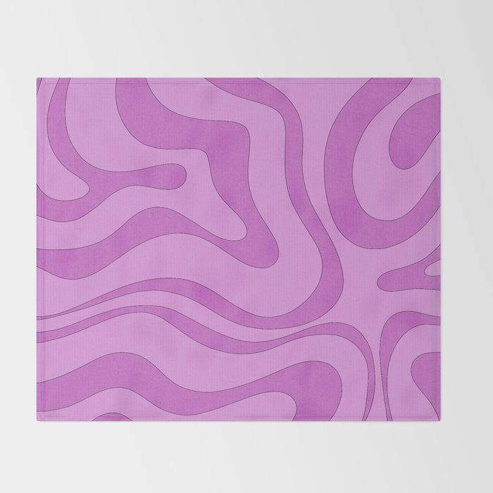 Modern Retro Liquid Swirl Funky Abstract Pattern in Danish Pastel Purple Throw Blanket Gallery Image 2