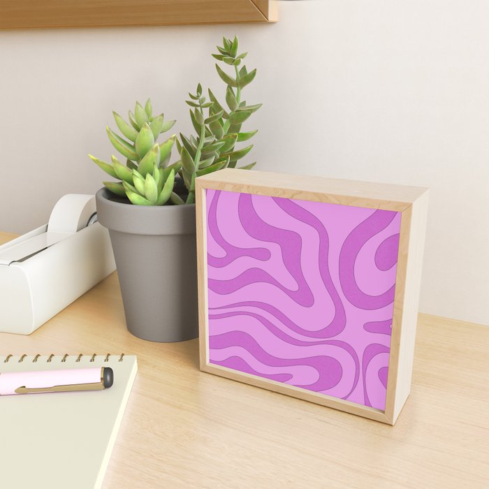 Modern Retro Liquid Swirl Funky Abstract Pattern in Danish Pastel Purple Mini Art Print Gallery Image 2