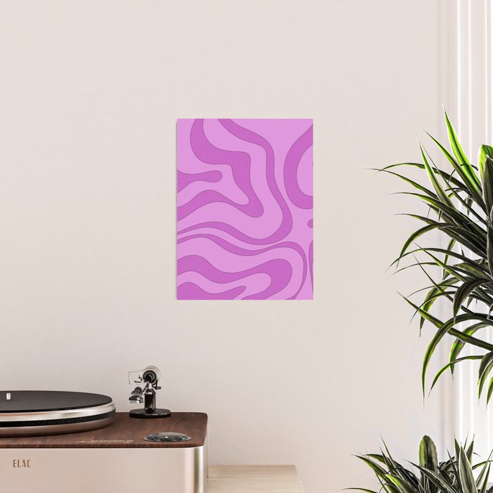 Modern Retro Liquid Swirl Funky Abstract Pattern in Danish Pastel Purple Poster Gallery Image 2