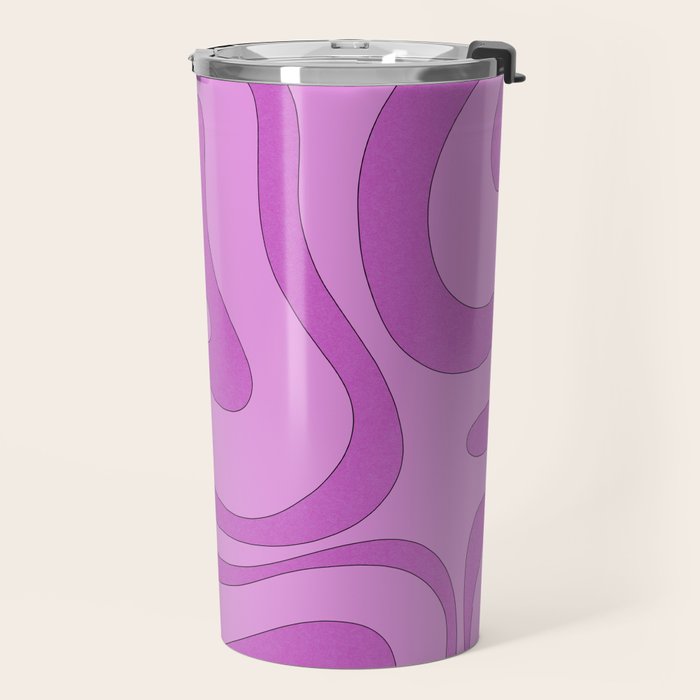 Modern Retro Liquid Swirl Funky Abstract Pattern in Danish Pastel Purple Travel Mug Gallery Image 2