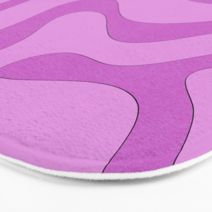 Modern Retro Liquid Swirl Funky Abstract Pattern in Danish Pastel Purple Bath Mat Gallery Image 3