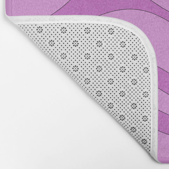 Modern Retro Liquid Swirl Funky Abstract Pattern in Danish Pastel Purple Bath Mat Gallery Image 2