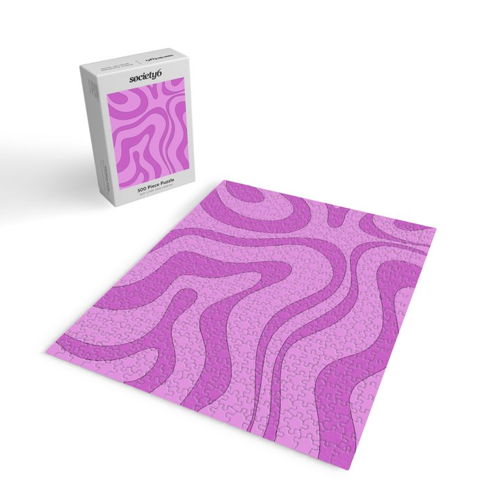 Modern Retro Liquid Swirl Funky Abstract Pattern in Danish Pastel Purple Jigsaw Puzzle Gallery Image 2