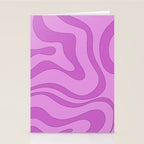 Modern Retro Liquid Swirl Funky Abstract Pattern in Danish Pastel Purple Stationery Card Gallery Image 2